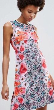 Clover Canyon Poppy Blossoms Floral Matte Jersey Round Neck Dress Size Small