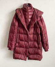 Athleta Size Jacket Womens XS Lofty Down Maple Red Zip Puffer Goose Down Long