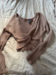 Cropped Twisted Front Sweater