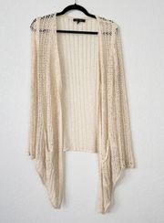 Cream Open Knit Draped Cardigan Size Medium