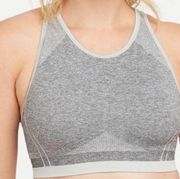 BNWT Spanx Spacedye Cloudy Gray Seamless Sculpt Sports Bra S Padded Crisscross