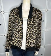 Stella & Dot Reversible Black & Leopard Print Bomber Jacket Size Medium