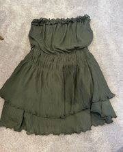 Camo Green Strapless Dress
