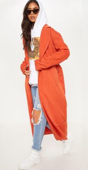 PrettyLittleThing Rust Belted Trench Coat Size 2 NWT