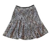 Worthington Women’s Leopard Animal Print Pleated Fully Line Midi Skirt Size 6