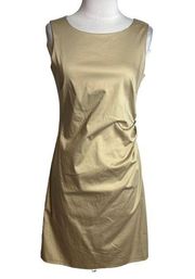 NWT Piazza Sempione khaki ruched sheath dress tan Sz 38