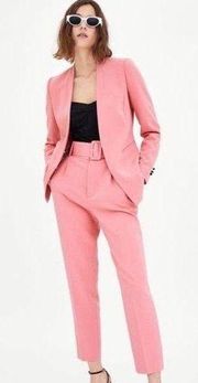 Basics Collection Collarless Blazer & High Waist Pants in Pink