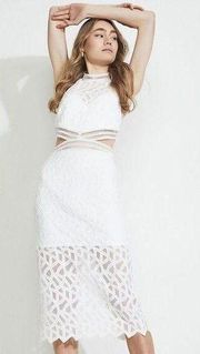 Bardot Isla Lace-Cutout Midi Dress size 12/XL in IVORY NWOT