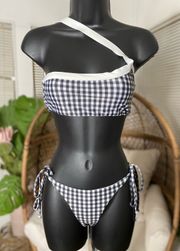 Gingham Bandeau Two Piece Bikini Swimwear Set Size XS