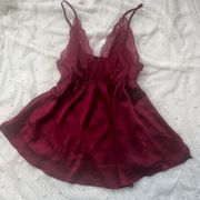 Victoria's Secret Dark Red Satin And Lace Top
