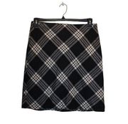 Talbots Wool Blend Black and White Preppy Classic Plaid Skirt size 6