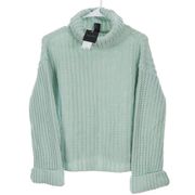 Magaschoni Chunky Knit Sea Foam Mint Green Turtleneck Sweater Women's Small NWT