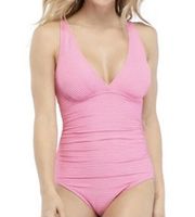 Crown & Ivy Pink Ribbed One Piece Swimsuit Bathing Suit Women’s Size XL
