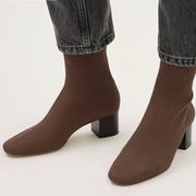 The Glove Ankle Boot Ribbed Reknit Toffee Brown