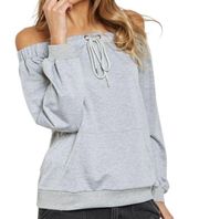 New  Off The Shoulder Sweatshirt Bardot Sweat Top Heather Gray