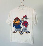 Vintage Rock n Roll Bugs Bunny & Taz Hip Hop Single Stitch T-Shirt Size Medium