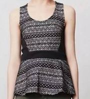 ANTHROPOLOGIE Deletta Black Lace Peplum Tank Top