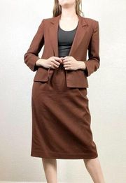 Vintage Jones New York Brown Professional Workwear Blazer & Skirt Suit