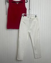 Valerie Stevens/DG2 Women’s Red Silk Sleeveless Top & Cropped High Rise Jeans 10