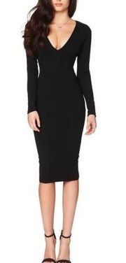 Nookie Cleo Long Sleeve Midi Dress in Black Small New Women Bodycon Backless