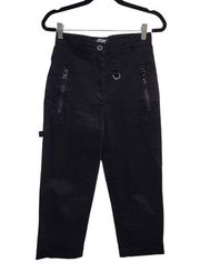 Dolls Kill  black metal ring cropped skater pants size small