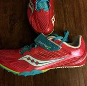 Saucony Spitfire 2 Red Blue Running Shoes Size 8