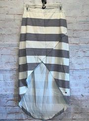 Roxy Skirt Womens Small Romantic Ocean Stripe High Low Tulip Elastic Waist hi lo