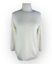 Brooks Brothers Women 100% Cashmere Sweater | Cable Knit | White Cream