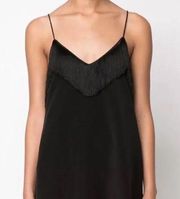 10 Crosby Black Fringe Camisole Crepe 100% Silk Top Size 2 NWT