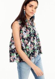 J.Crew Tropical Island Floral Drapey Tie Front Tank