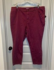 NWT Ava & Viv Maroon/Plum High-Rise Skinny Ankle Jeans size 24W