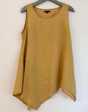 For Cynthia | golden yellow linen sleeveless asymmetrical top Lagenlook