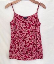 Vintage Y2K Deep Magenta Pink silk floral blouse camisole