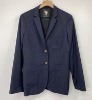 Talula Aritzia Blazer Wool Blend Navy Blue 2 Buttons Gold Crest Womens 10