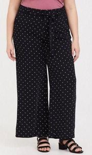 Black Dotted Crepe Wide Leg Pant Size 12