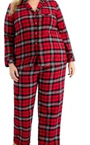 Charter Club Plus Size Cotton Flannel Pajamas Set in Red Plaid NWT  Size 1X