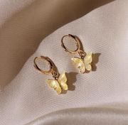 Boutique Yellow Butterfly Huggie Hoop Earrings