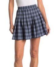 Elodie Plaid Pleated Mini Skirt Blue Size Small