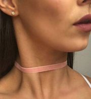 Baby pink velvet choker necklace