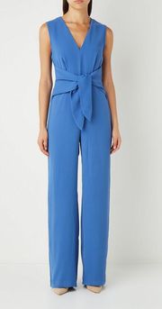 blue Nalita v-neck sleeveless straight leg jumpsuit