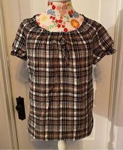 Smocked Plaid Blouse