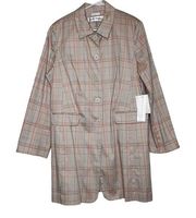 Rena Rowan Size 16 Retro Mod Tan Plaid Overcoat Career Lightweight Classic