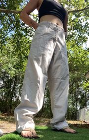 tan cream khaki, cargo utility wide/straight leg pants