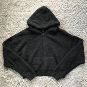 Cozy Knit Zip Up Hoodie in Onyx 2X/3X