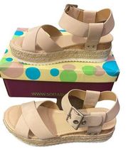 Soda Wedge Sandals Ankle Strap Espadrilles Platform Blond Beige FORTUNA Sz 8.5