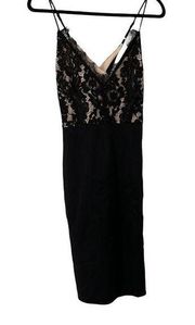 Leith Black & Tan Lace Bodycon Spaghetti Strap Dress