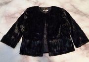 NEW Jennifer Lopez women's XS black faux fur 3/4 sleeve jacket