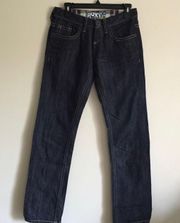 Womens Dark Wash Denim Mid Rise Relaxed Fit Casual Slim Straight Leg Jeans