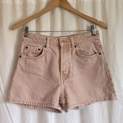 Zara Blush Pink High Rise Mom Fit Denim Jean Shorts