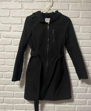 BCBG Winter Coat Size XS Black With Hood And Pockets 